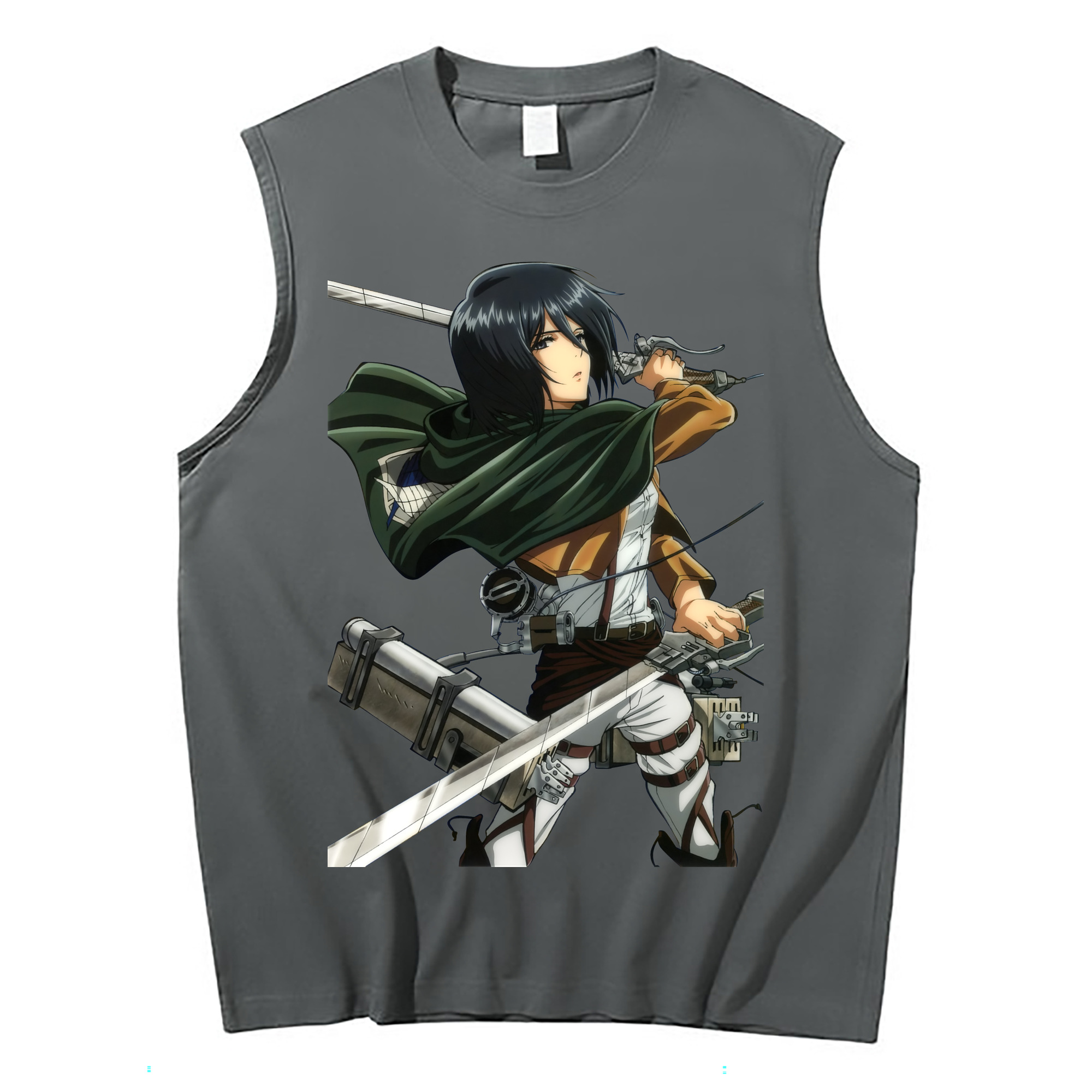 （画像用） 進撃の巨人 ミカサ·アッカーマン Attack on Titan Mikasa Ackerman コットン100％タンクトップ（フロントプリント）